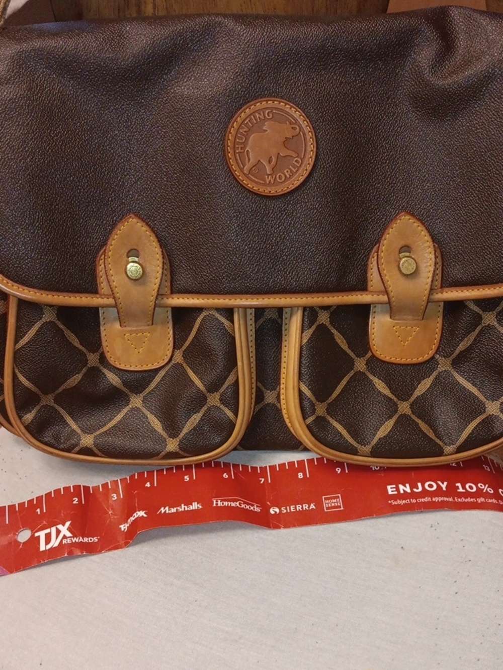 Brown Leather HUNTING WORLD Messenger Bag